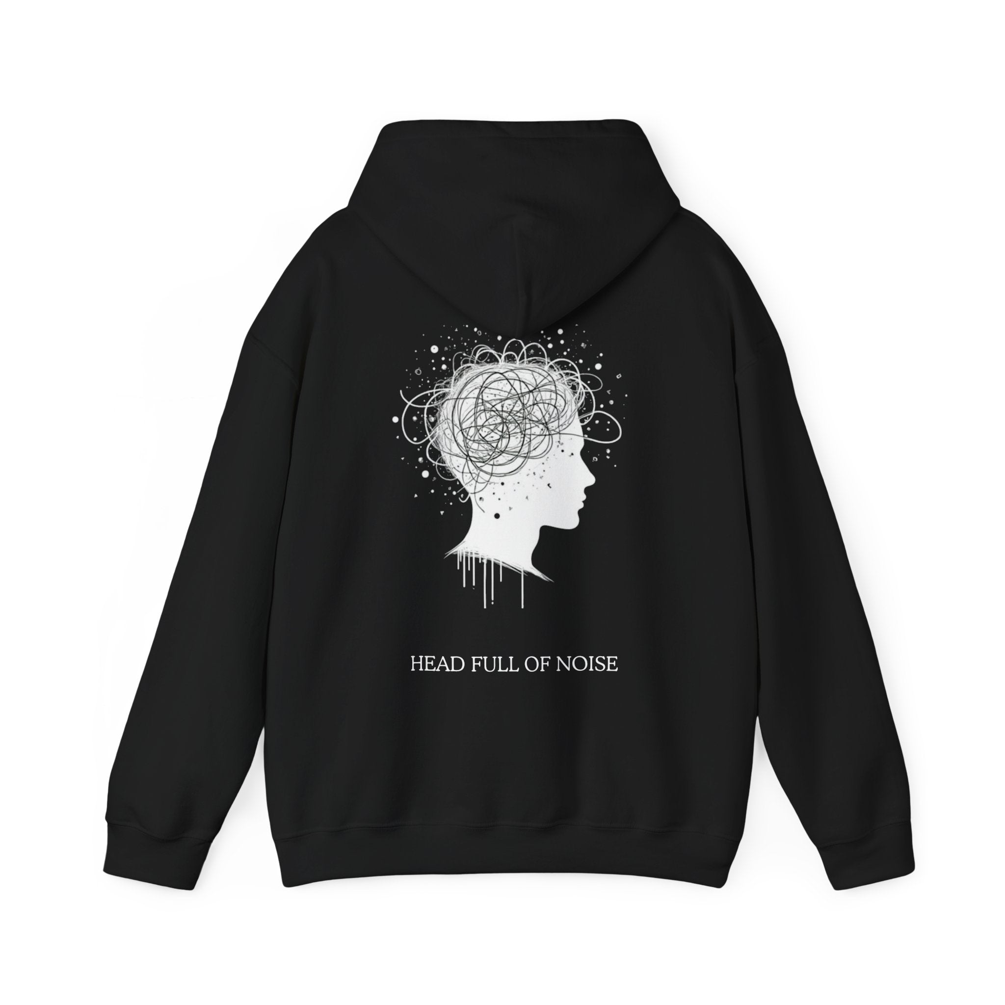 HEAD FULL OF NOISE Hoodie black unisex graphic streetwear hoodie Rebuild Era