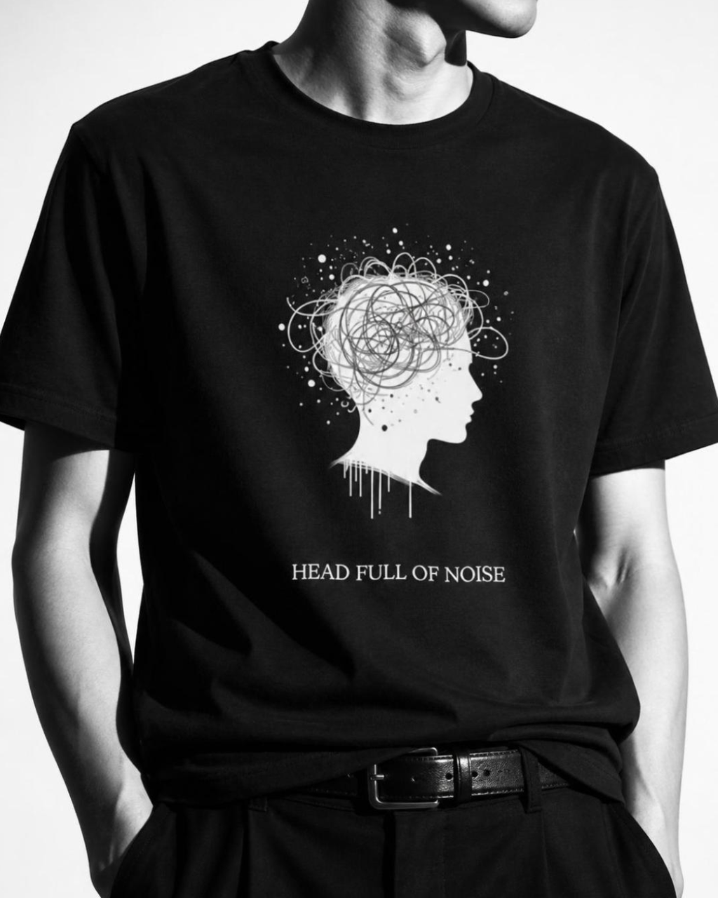 HEAD FULL OF NOISE //TEE
HEAD FULL OF NOISE Tee black unisex graphic streetwear t-shirt Rebuild Era