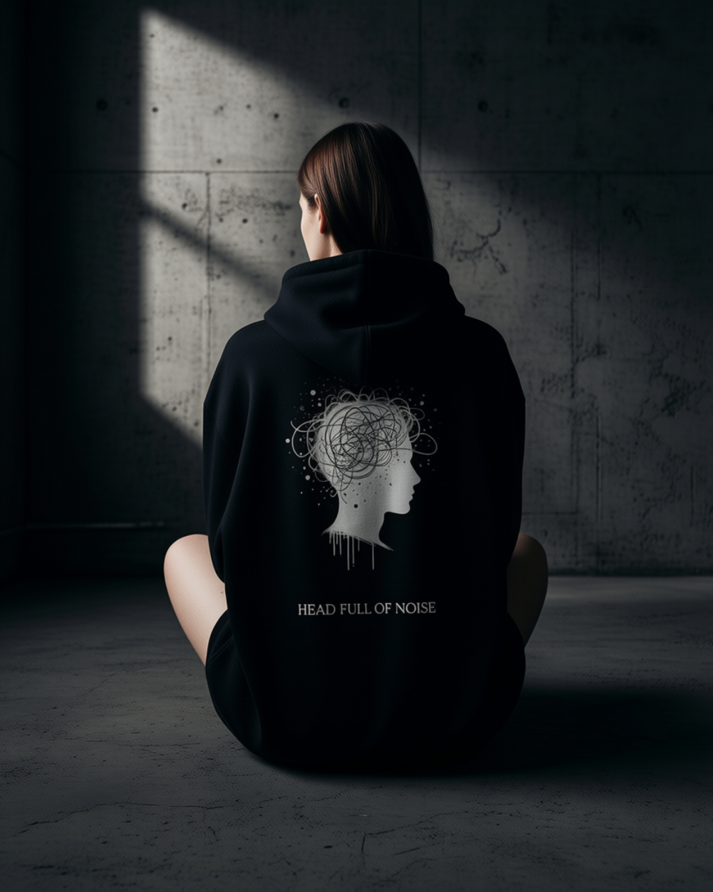 HEAD FULL OF NOISE Hoodie black unisex graphic streetwear hoodie Rebuild Era