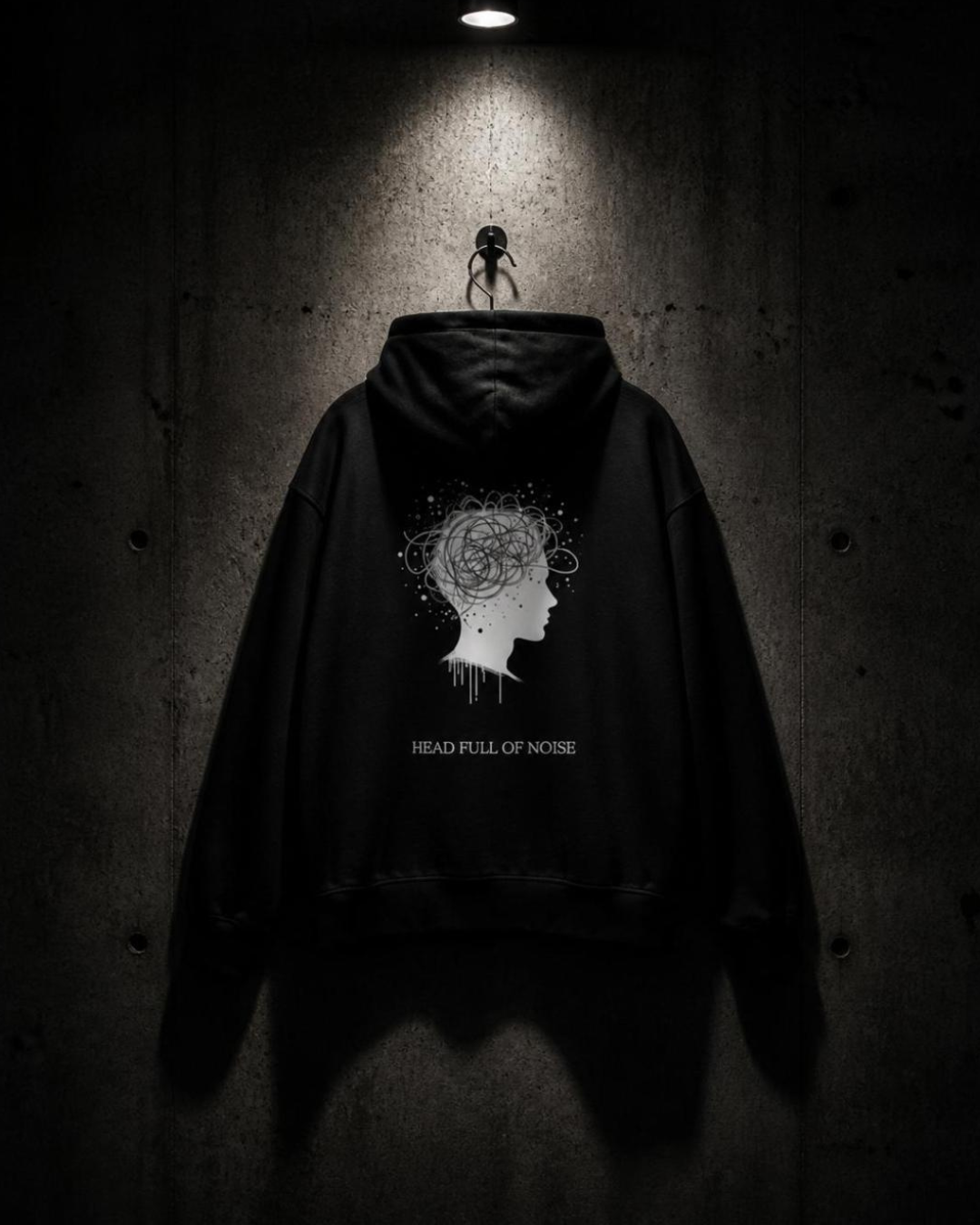 HEAD FULL OF NOISE Hoodie black unisex graphic streetwear hoodie Rebuild Era