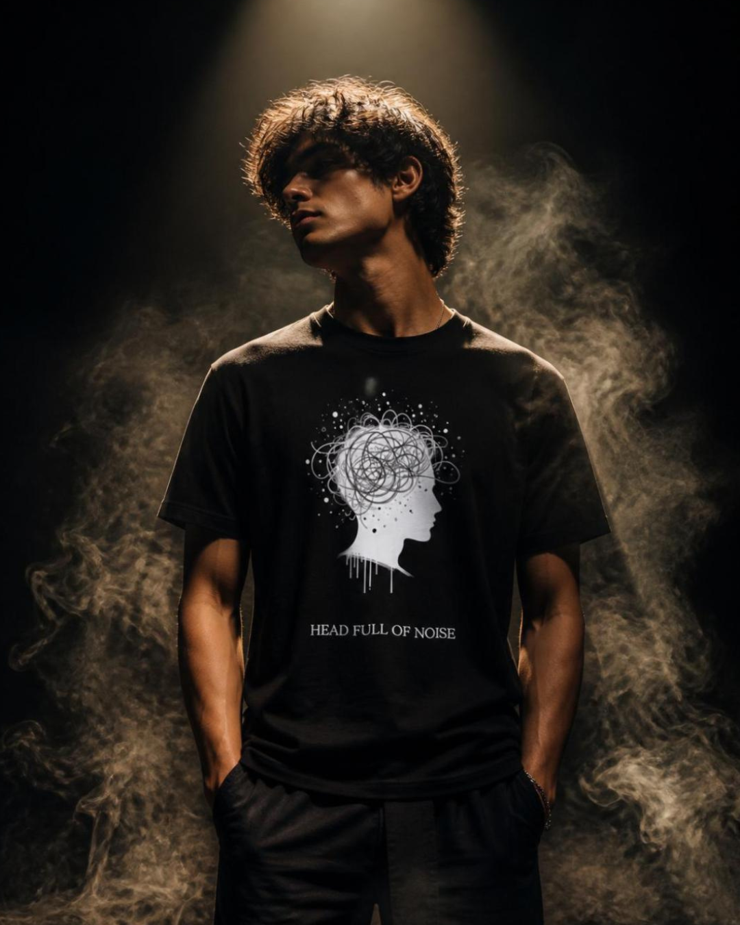 HEAD FULL OF NOISE //TEE
HEAD FULL OF NOISE Tee black unisex graphic streetwear t-shirt Rebuild Era