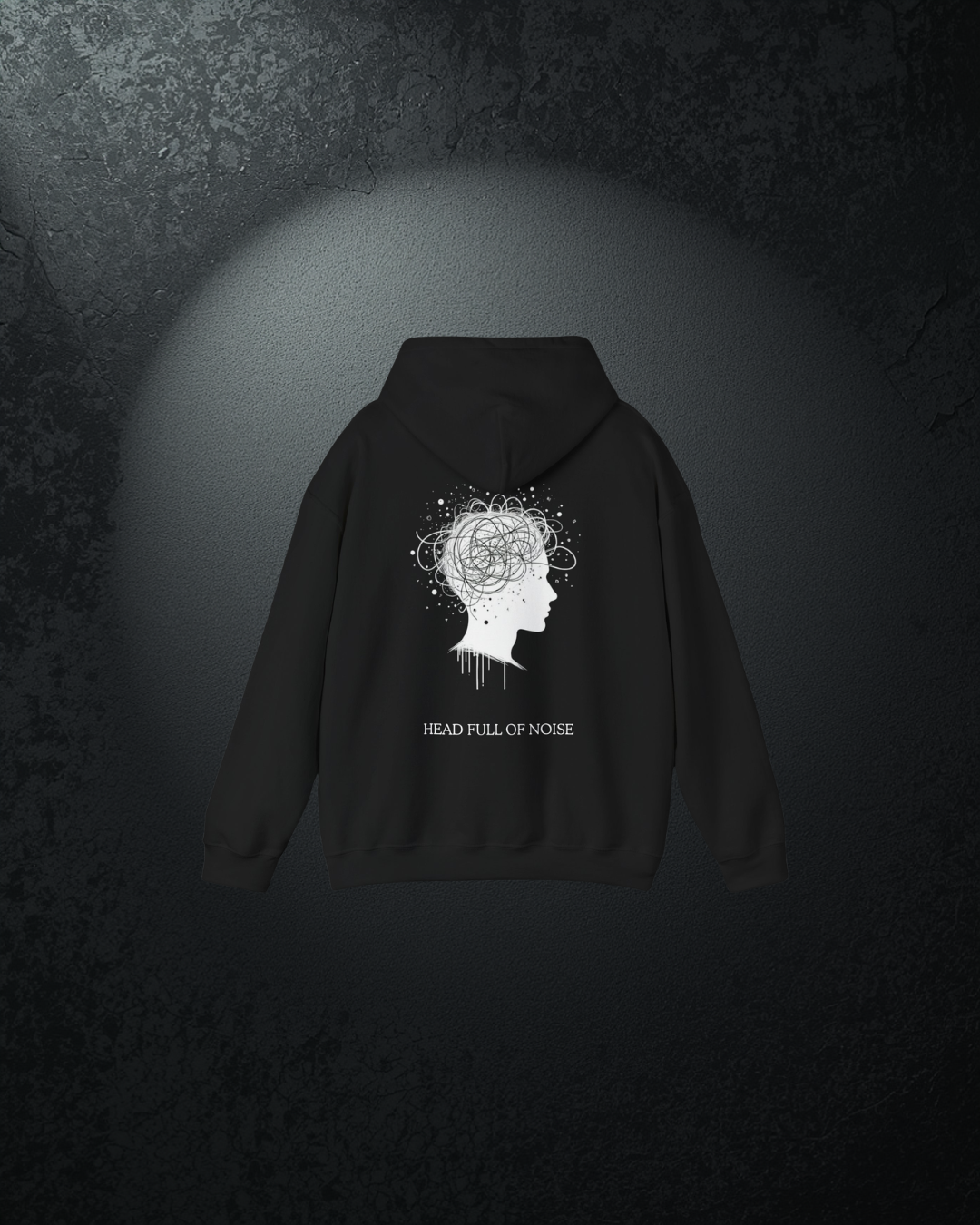 HEAD FULL OF NOISE Hoodie black unisex graphic streetwear hoodie Rebuild Era